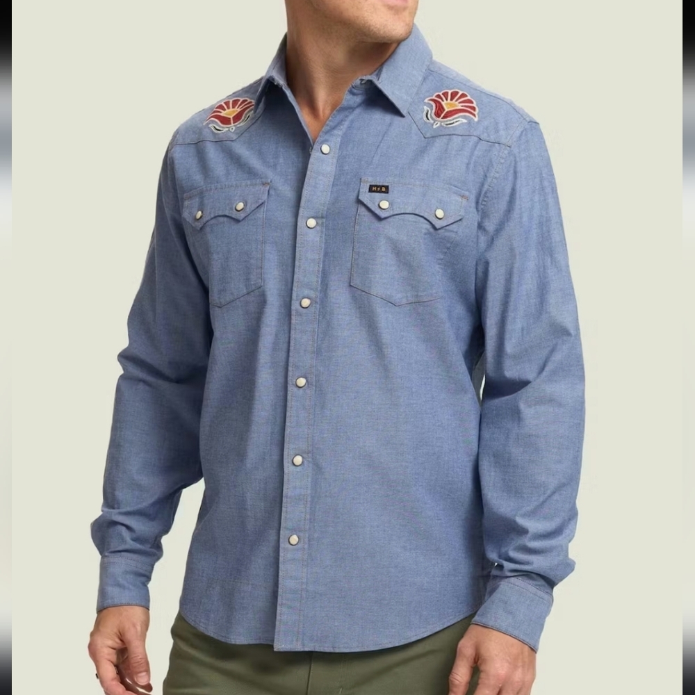 Howler Brothers Crosscut Deluxe Western Pearl Snap Embroidered Shirt - Picture 16 of 16